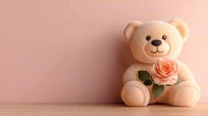 A Heartfelt Gesture Teddy Bear Offering a Beautiful Rose