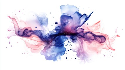 Fototapeta premium A colorful, abstract painting with blue, red, and pink splatters