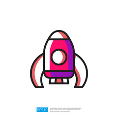 Colorful Rocket Icon Illustration Representing Space Exploration and Innovative Technology with a Modern Design Approach