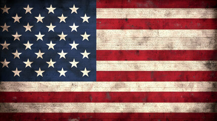Naklejka premium Grunge American Flag With Red White And Blue Colors And Stars Representation of United States National Symbol