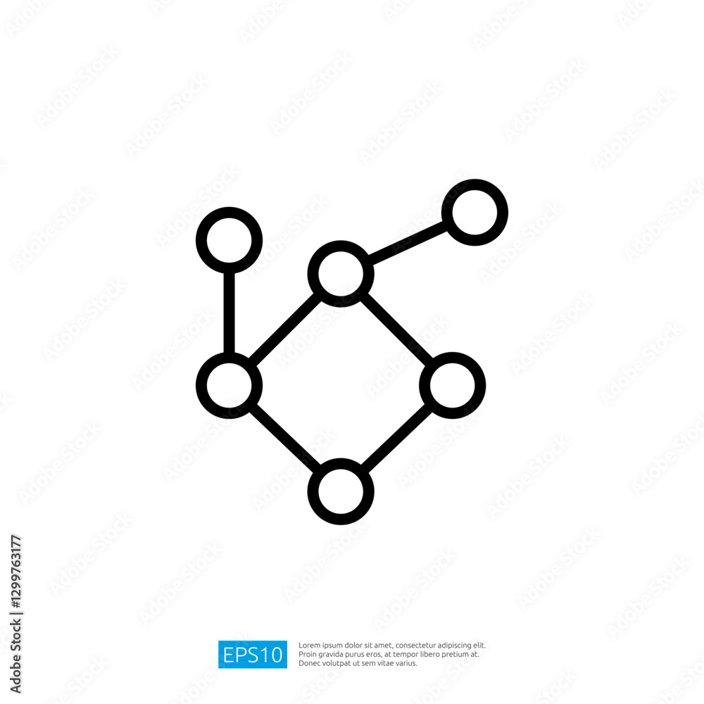 Poster icon of a geometric network structure with interconnected nodes and circles representing digital con