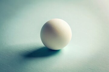 Vintage Still Life: Single White Ping Pong Ball on White Background