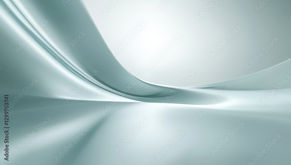 Poster smooth and elegant curved lines in soft silver and mint tones create a modern abstract background pe