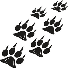 Fototapeta premium Animal Paw Print Silhouette Trail