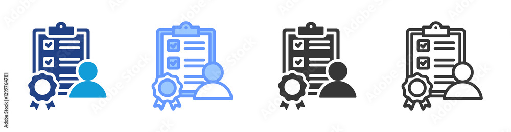 Poster proficiency icon set multiple style collection