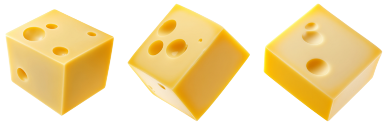 High-Quality PNG cube cheese set isolated on white background