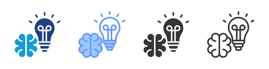 Knowledge icon set multiple style collection