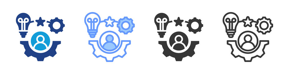 Competence icon set multiple style collection