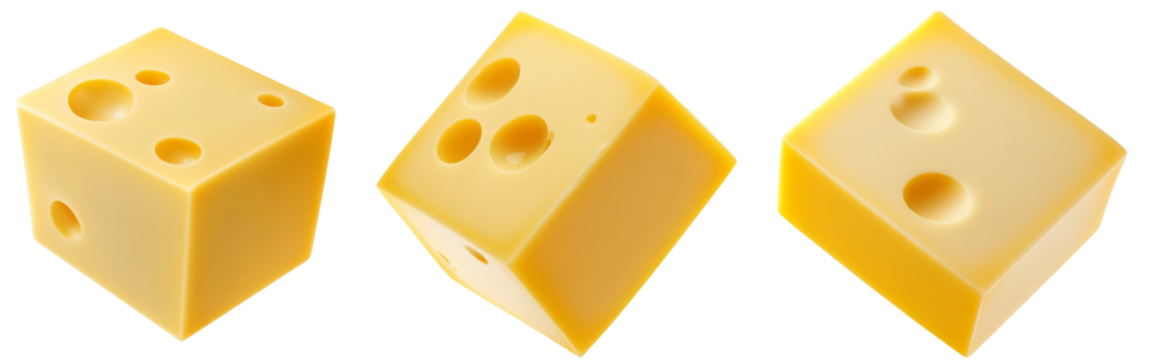High-Quality PNG cube cheese set isolated on white background