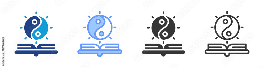 Poster Wisdom icon set multiple style collection