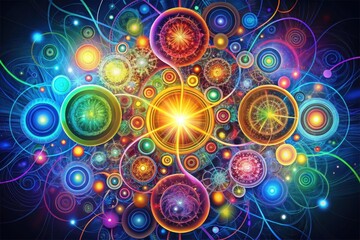 Vibrant Interconnected Cosmic Entities Forming a Unified, Radiant, and Energetic System