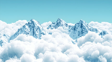 Snowy Mountain Peaks Above a Sea of Clouds