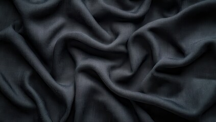 Obraz premium Soft and Elegant Black Fabric Textured Background for Textile, Fashion, or Interior Design Use in Creative Projects or Stock Photography Needs