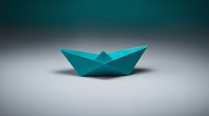 Folded Paper Boat on a Minimalistic Background
