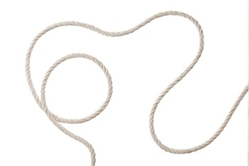 Heartshaped lightcolored twisted rope on white background, creating minimalist and simple representation of love symbol.