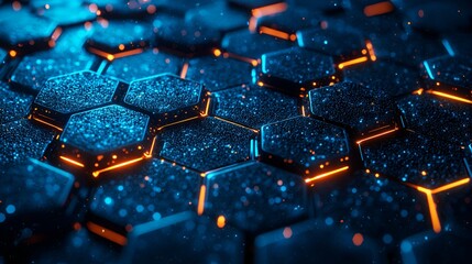 Fototapeta premium Abstract futuristic hexagon pattern, glowing energy. Possible use background, technology design