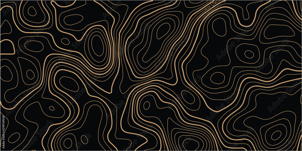 Aufkleber black background and waves of colored lines topographic contours map background. topography geograph
