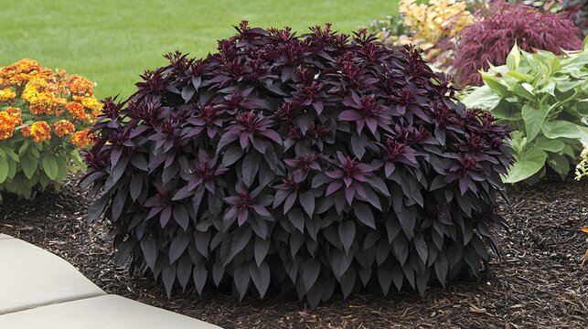 Stunning Dark Purple Iresine Herbs in Garden Landscape
