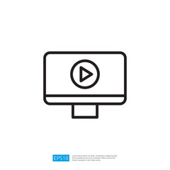 Minimalist icon of a computer monitor with a play button symbolizing video playback in a modern design style