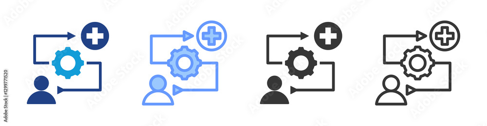 Poster clinical pathway icon set multiple style collection