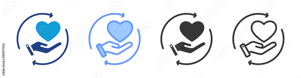 Poster continuity of care icon set multiple style collection
