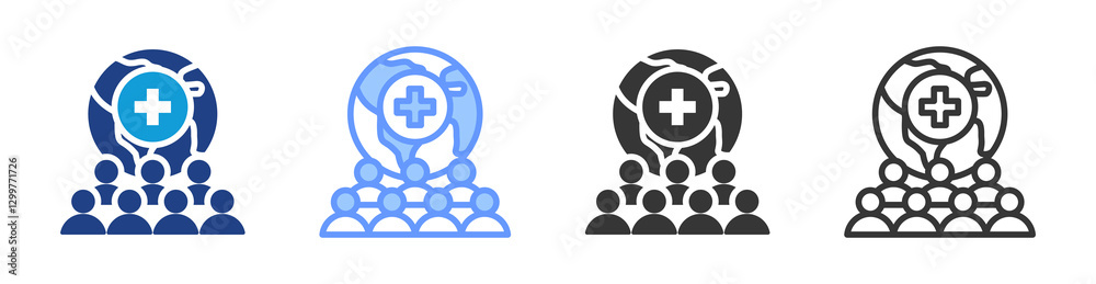 Poster epidemiology icon set multiple style collection