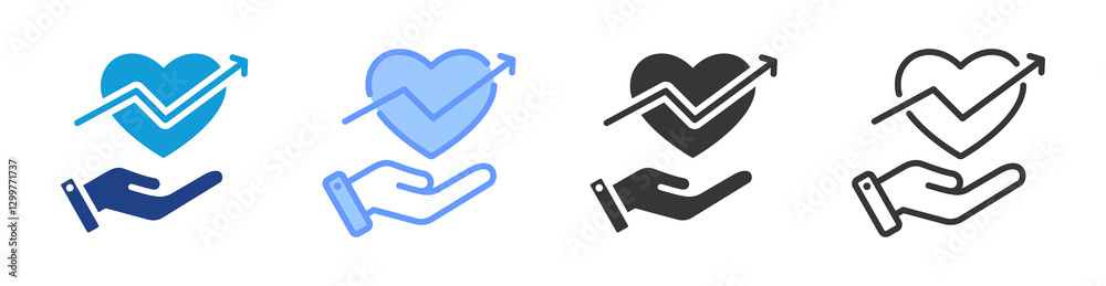 Poster health promotion icon set multiple style collection