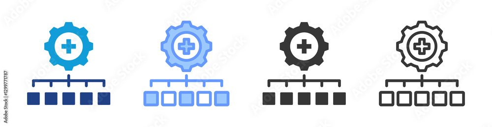 Poster health care system icon set multiple style collection