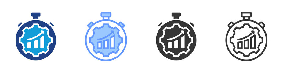 Efficiency icon set multiple style collection