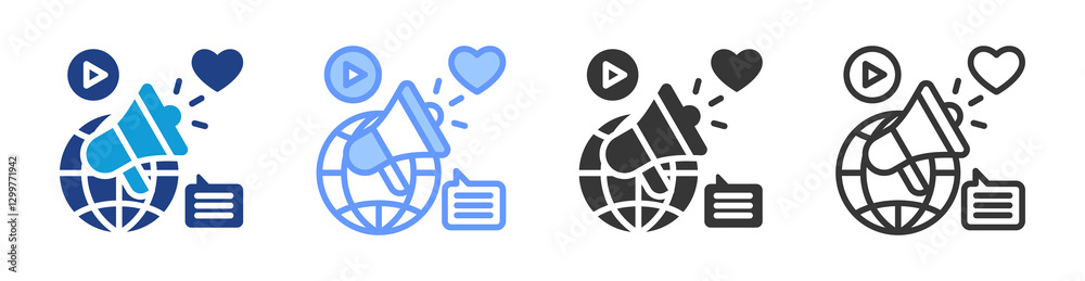 Poster Marketing icon set multiple style collection