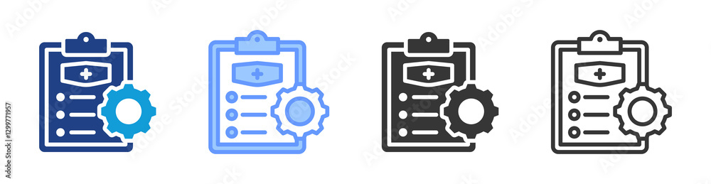 Poster nursing management icon set multiple style collection