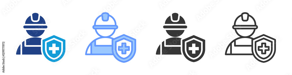 Poster occupational health icon set multiple style collection