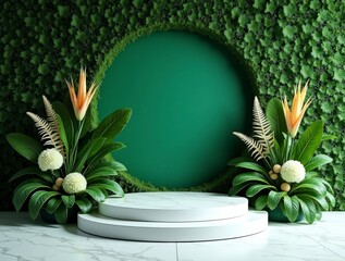 Green Tropical Podium Display