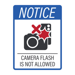 Isolated prohibition sign : do not use camera and cellphone flash while take picture