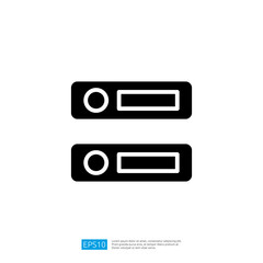 Minimalist black and white file storage icon representing data organization and document management in a sleek digital interface design for modern applications