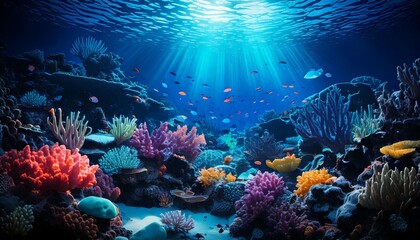 underwater paradise, bioluminescent sea creatures 