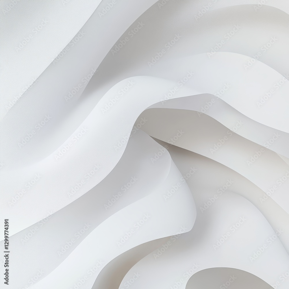 Poster Soft Flowing Curves of White Fabric Creating an Abstract Background with Subtle Texture and Depth for Modern Design Applications