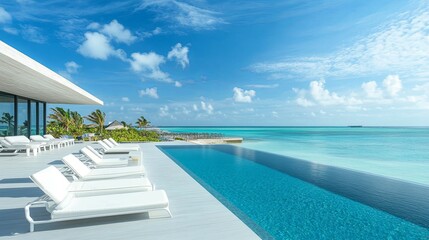 Fototapeta premium Oceanfront Villa: Serene Infinity Pool and Modern Luxury