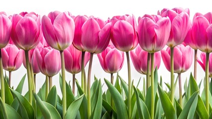 Fototapeta premium Young pink tulips isolated on white background 