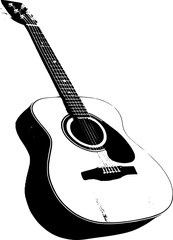 Naklejka premium The essence of beauty and simplicity of an acoustic guitar has a common dreadnought shape ready to be plucked and produce beautiful melodies.