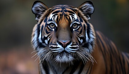Obraz premium Tiger stares ahead in forest