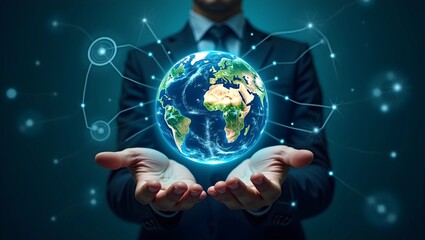 Global Connection: A Hand Supporting the Earth’s Infinite Potential