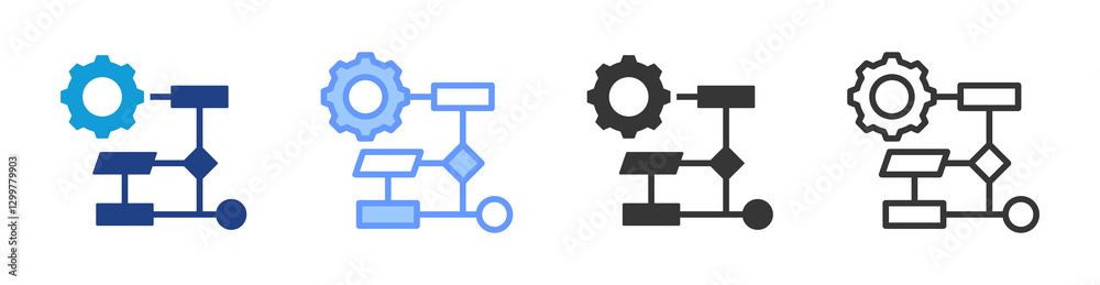 Aufkleber Algorithm icon set multiple style collection