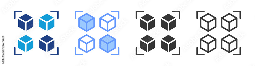 Poster Array icon set multiple style collection