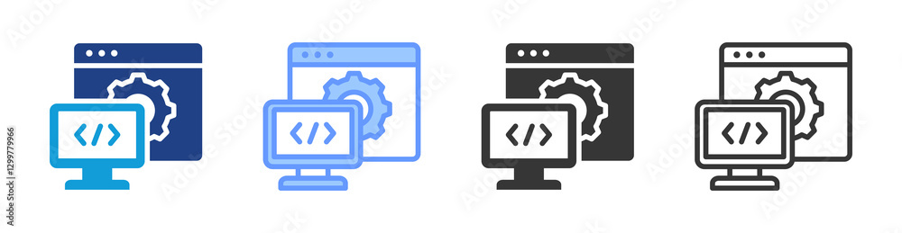 Poster Back End icon set multiple style collection