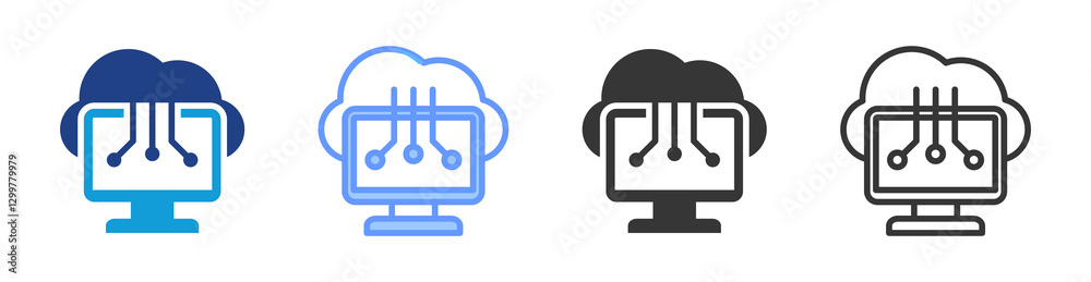 Aufkleber Cloud Computing icon set multiple style collection
