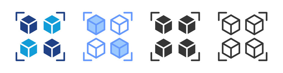 Array icon set multiple style collection