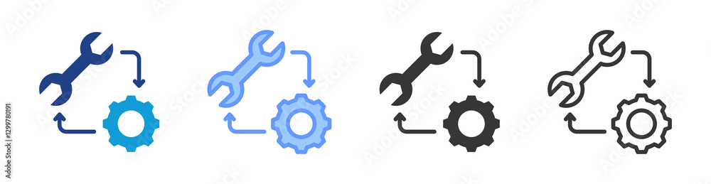 Aufkleber Devops icon set multiple style collection