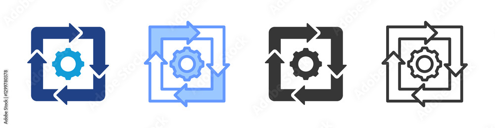 Poster Iteration icon set multiple style collection