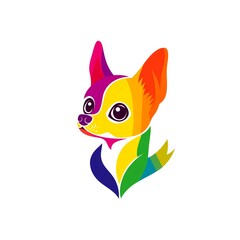 Obraz premium Vibrant Rainbow Chihuahua Portrait: A Colorful Canine Delight! A cheerful, artistic depiction of a small dog.